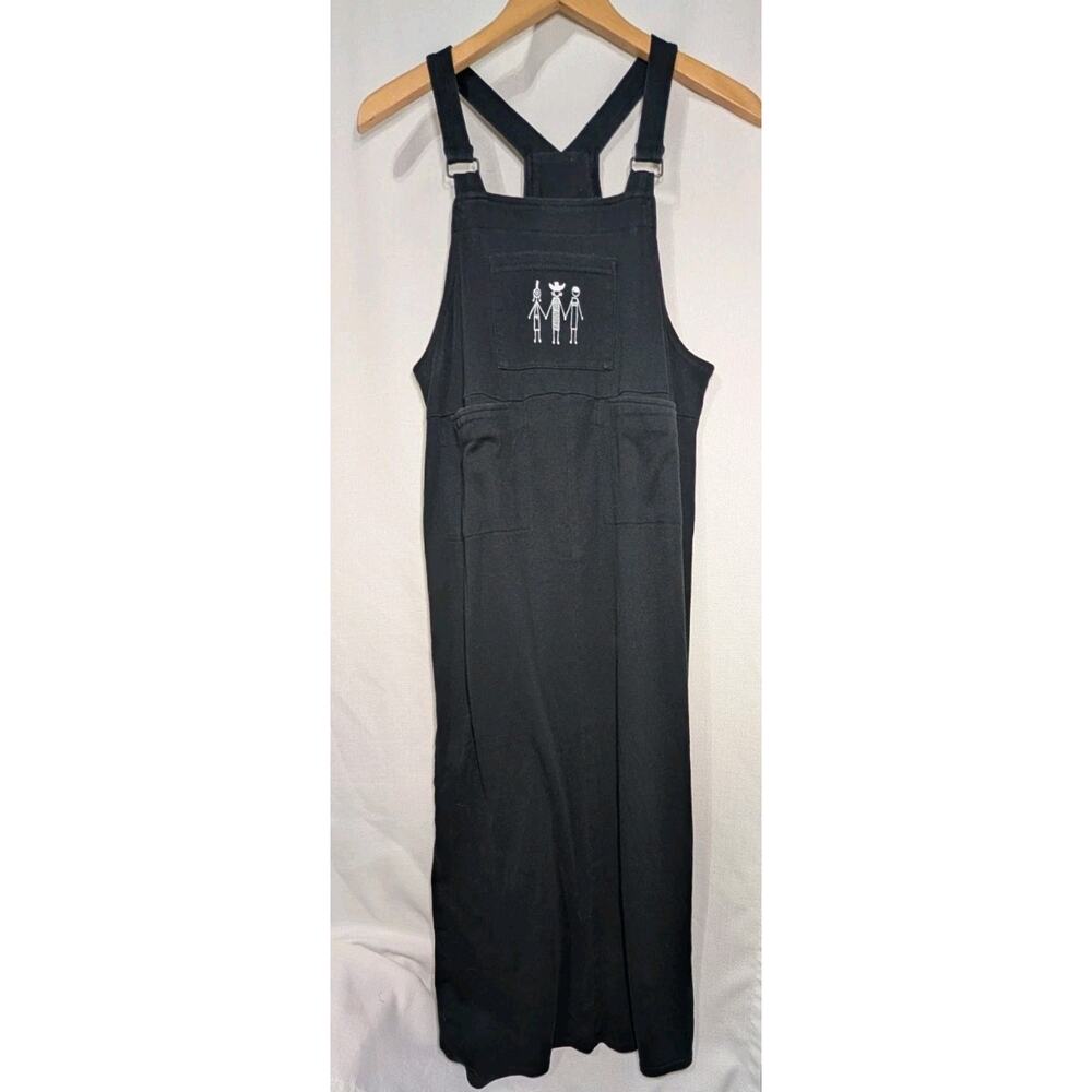 California Concepts Black Overall Jumper Dress 10 Pocket Midi Pinafore‎ 90s Y2k